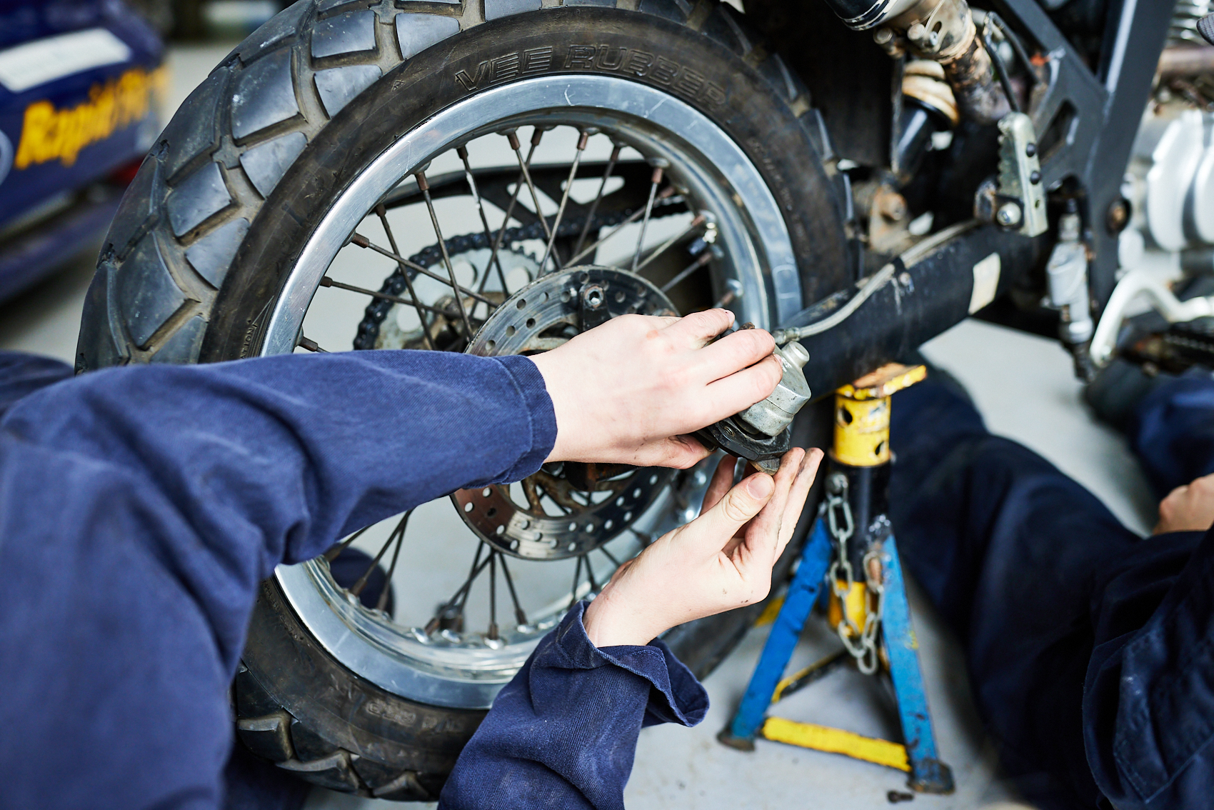 Student working on a wheel