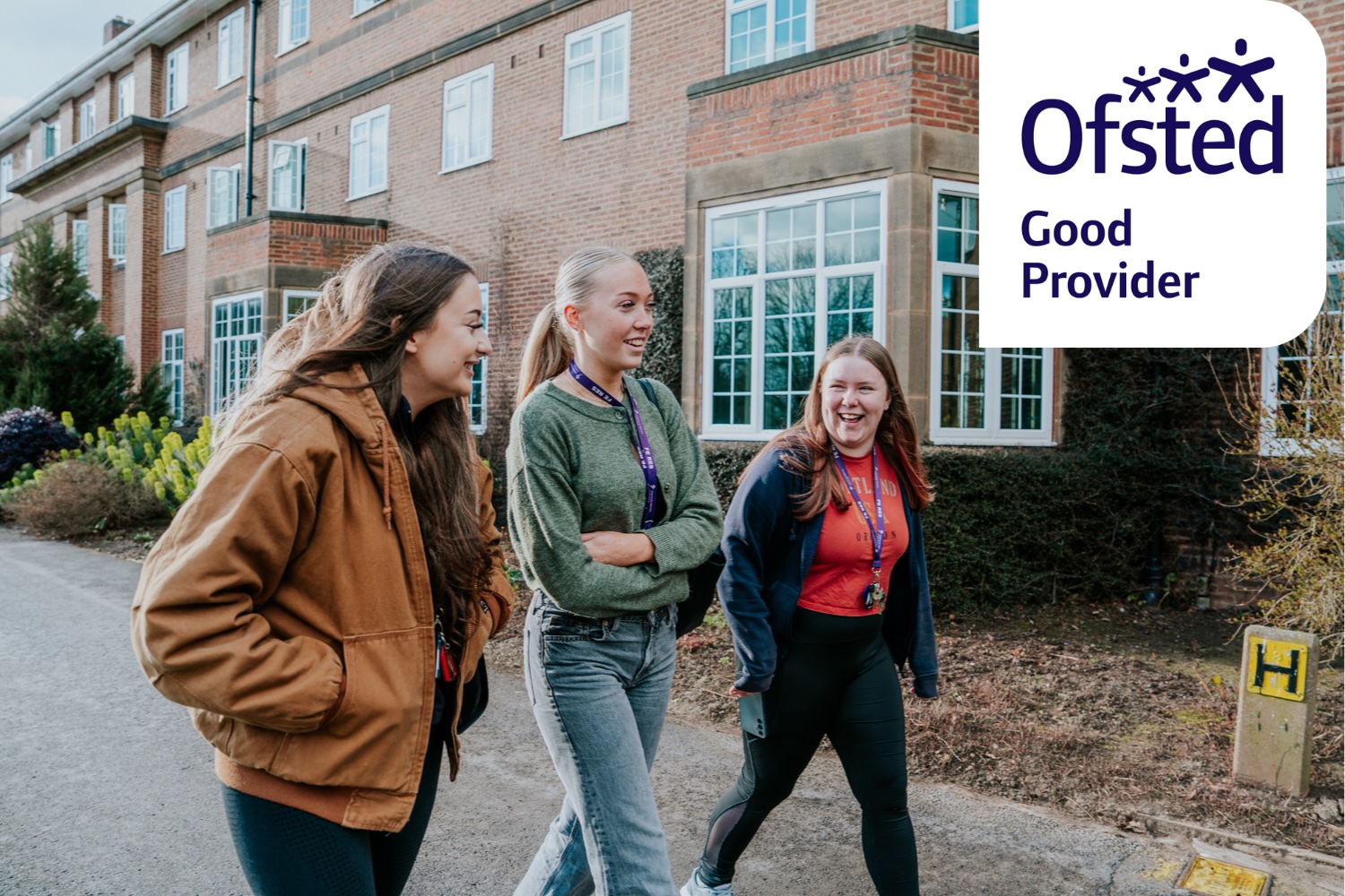 image of students walking with ofsted logo