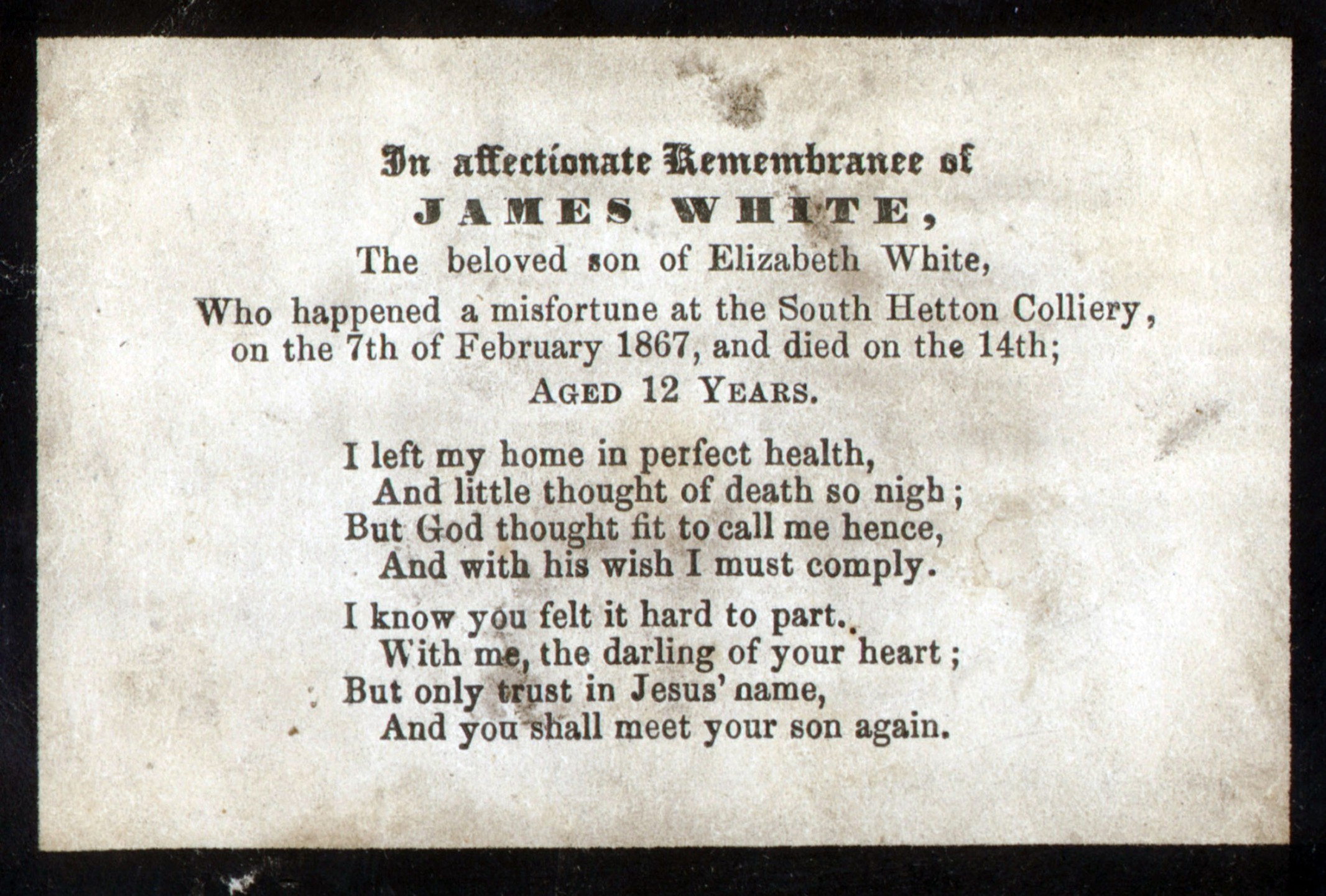 James White Memorial Card