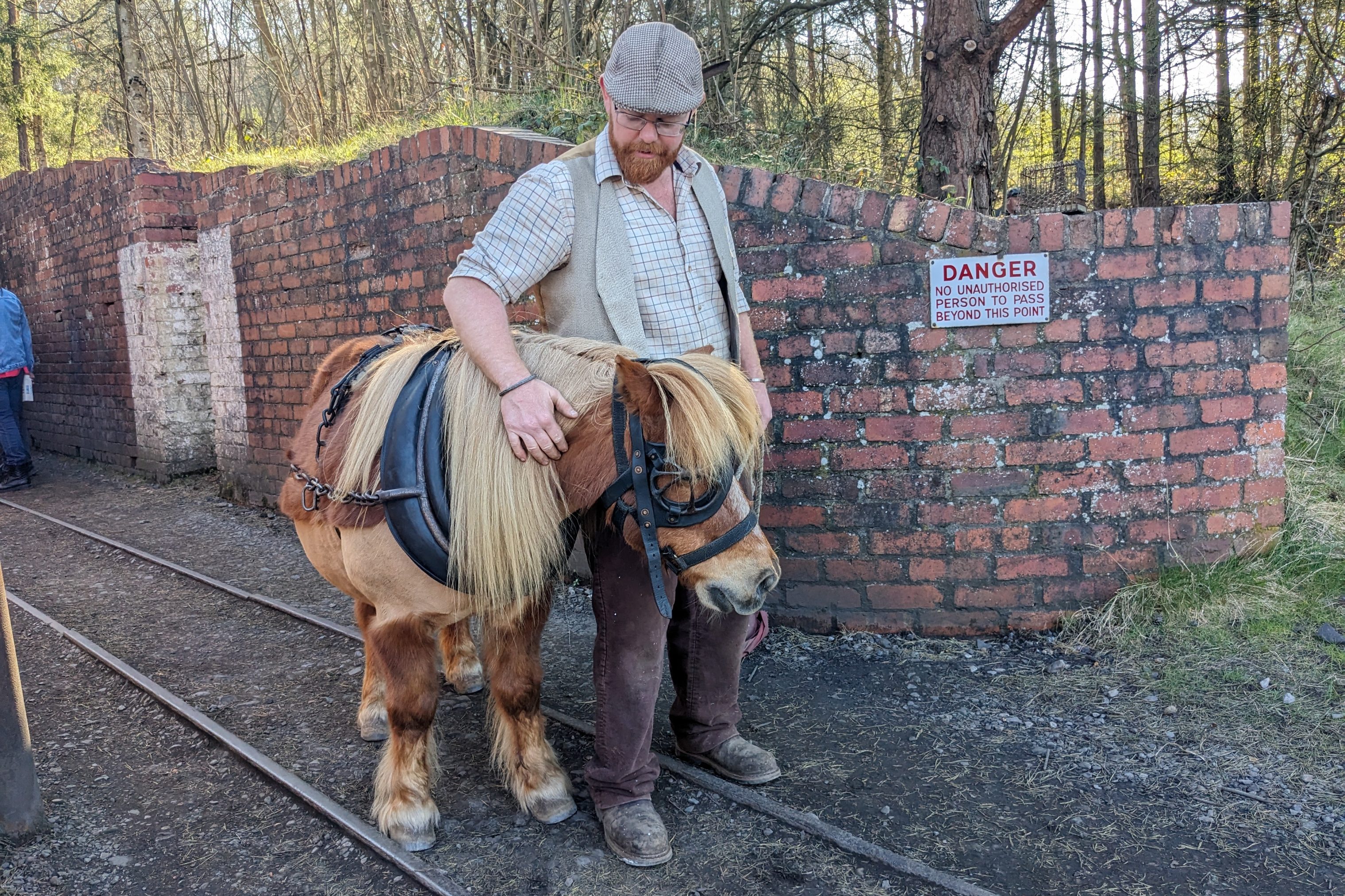 Staff member with pit pony.