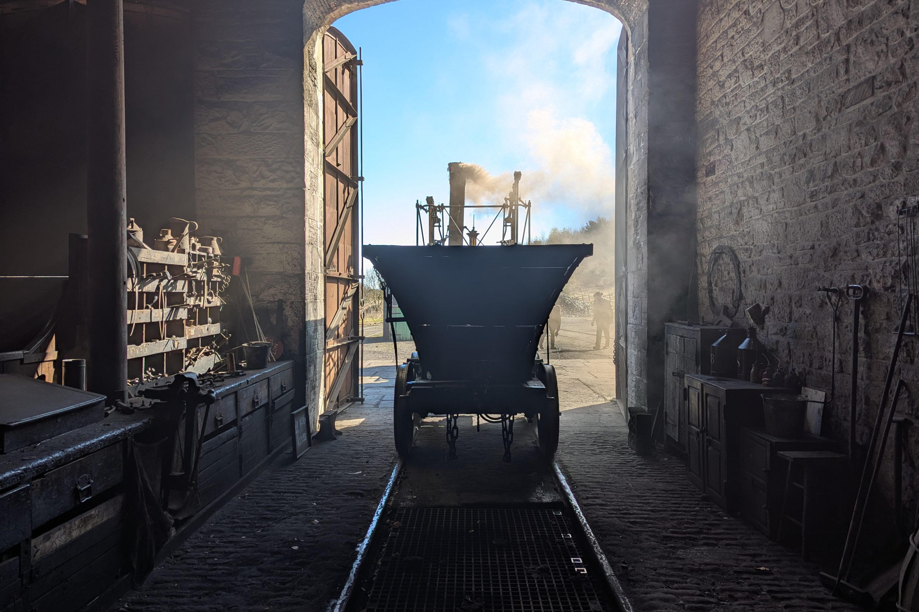 View from behind of coal cart.