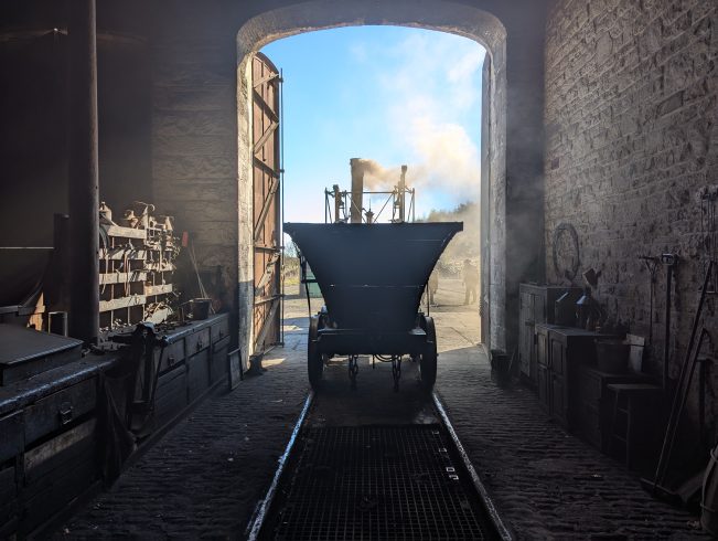 View from behind of coal cart.