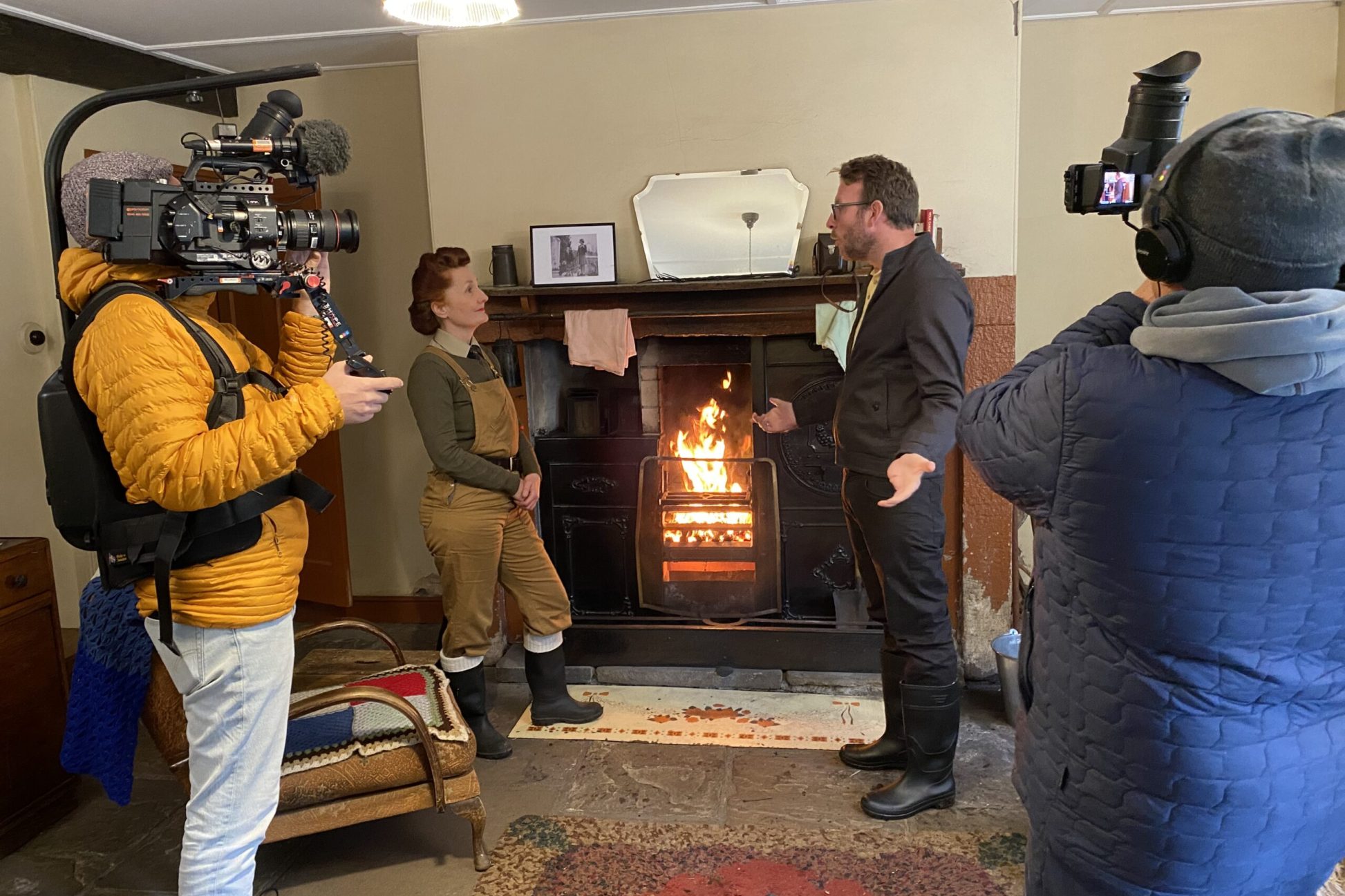 View of scene being filmed behind camera.