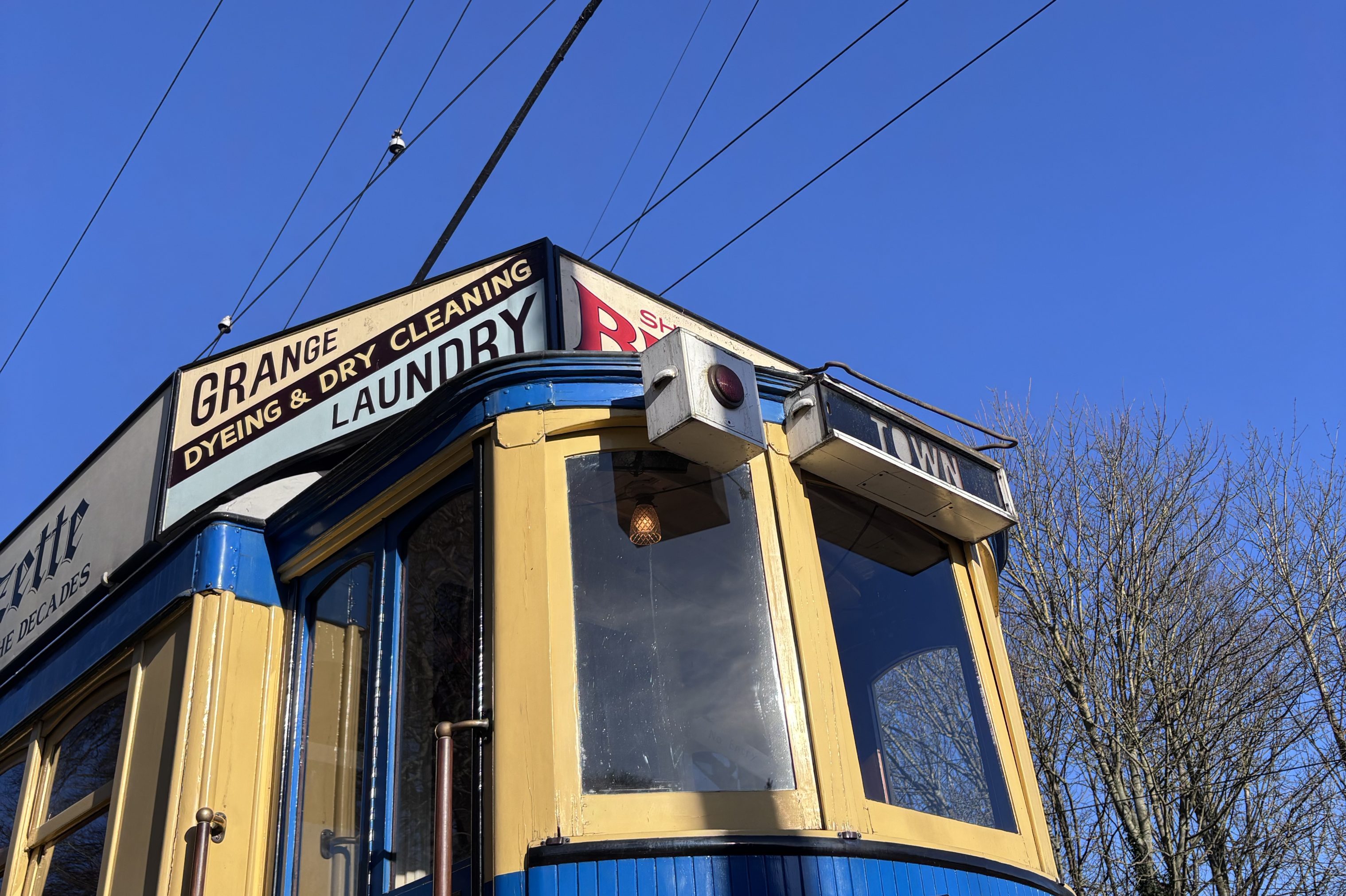 Blue Tram with blue sky