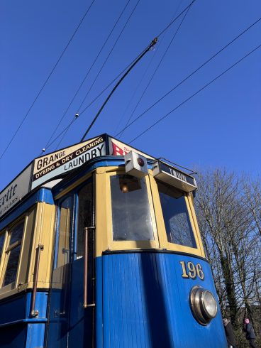 Blue Tram with blue sky