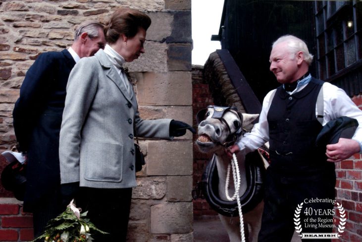 HRH Princess Ann with engager holding Pit Pony.