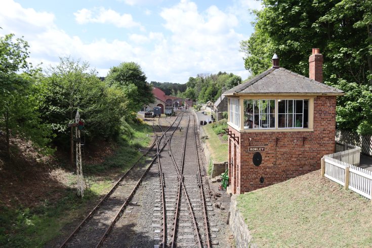 Train tracks and signal box
