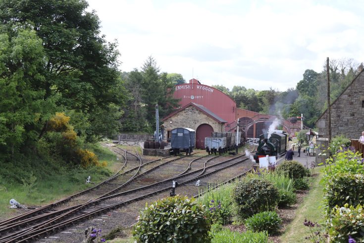 Steam Locomotive on train tracks