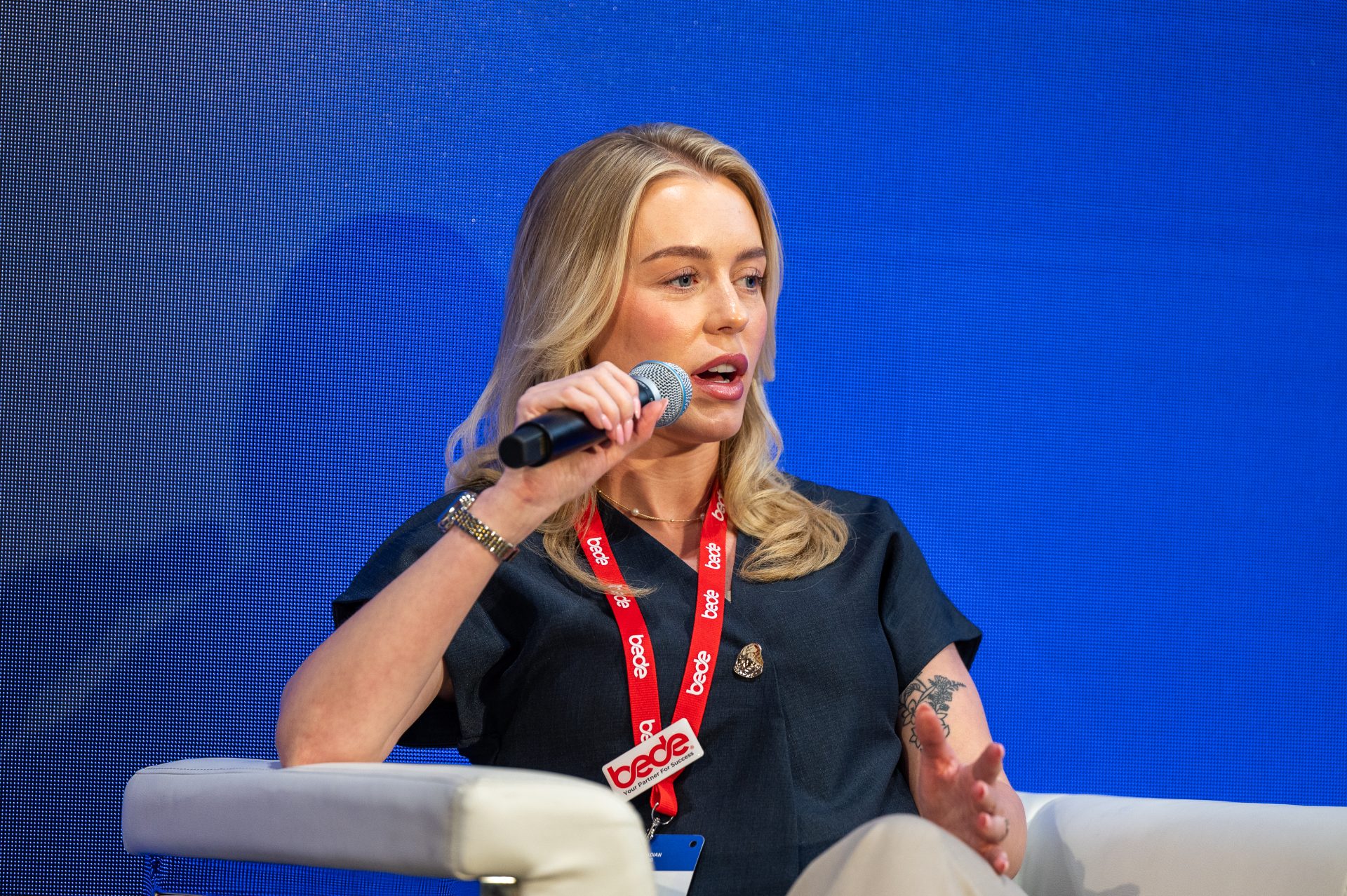 A person with microphone in hand