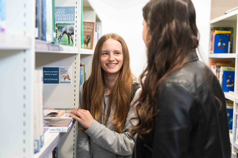 Student at Usk library