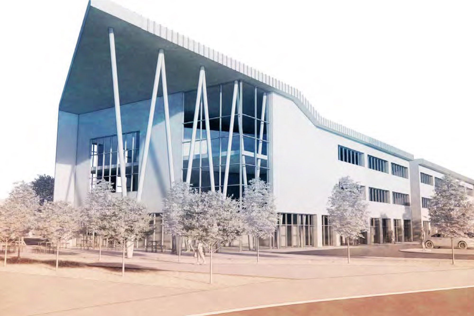 Architects impression of Crosskeys campus entrance