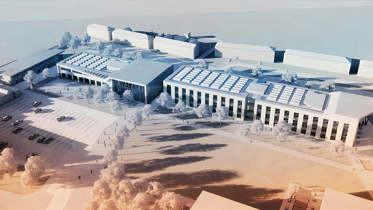 Aerial impression of new Crosskeys campus