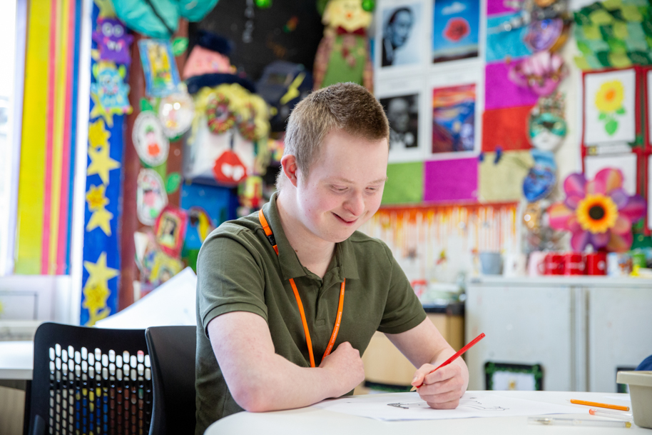 Student working