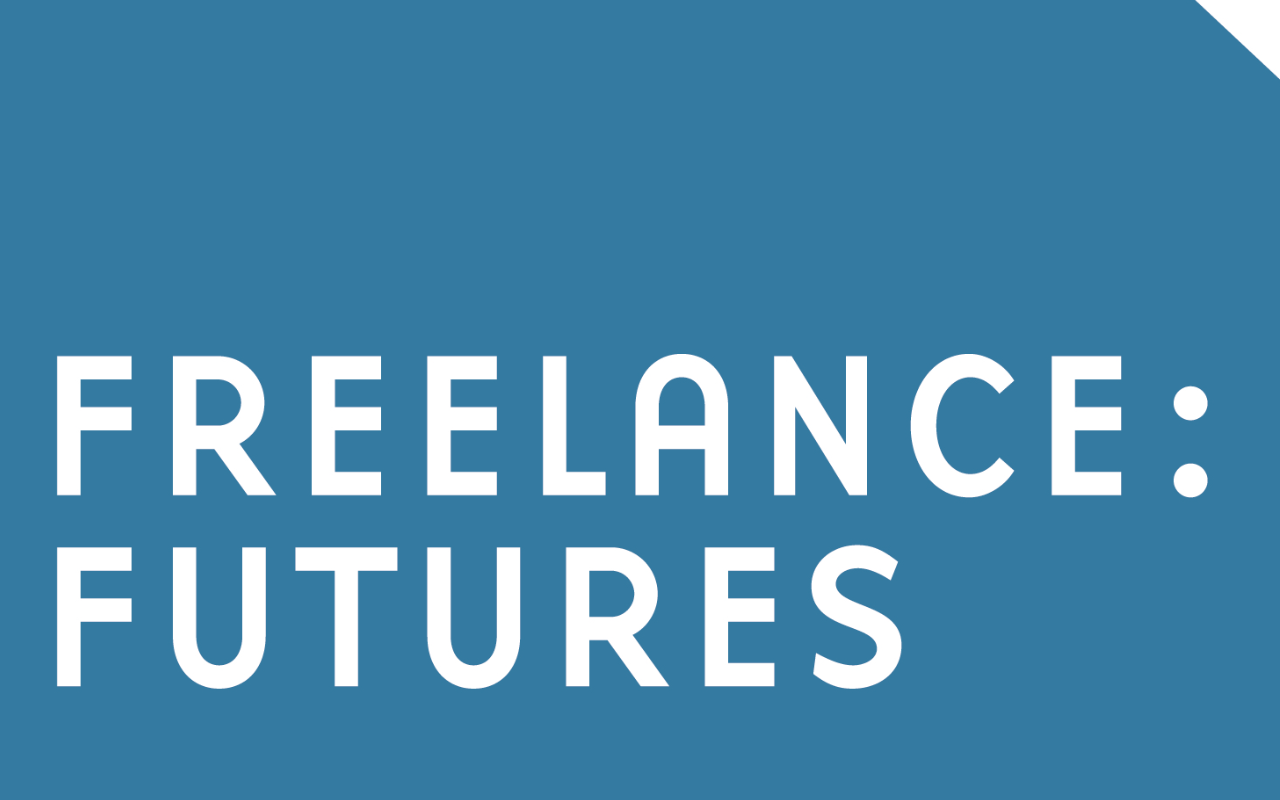 Freelance: Futures - white text on blue background