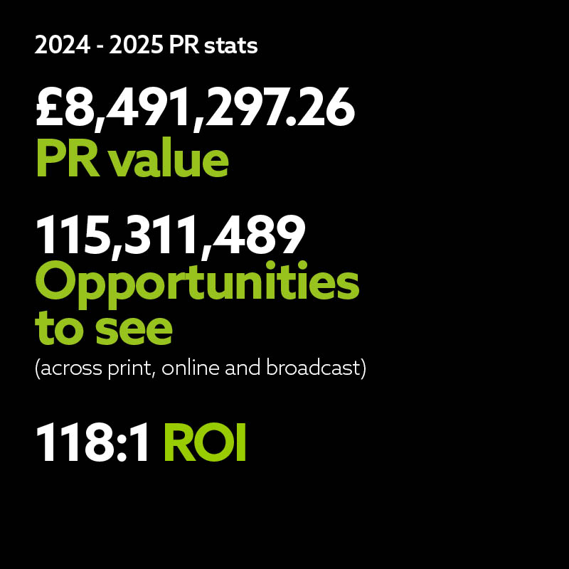 A black square with green and white writing