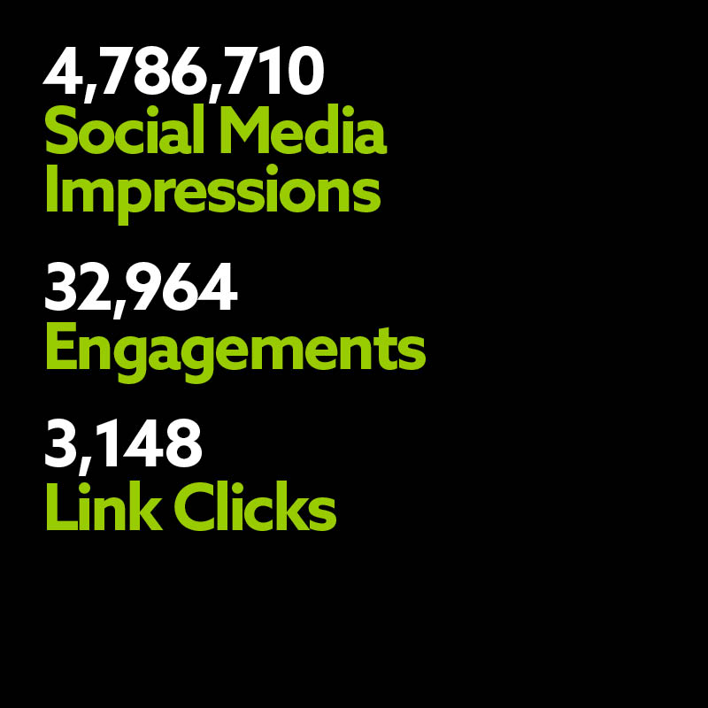 A black square with green and white writing