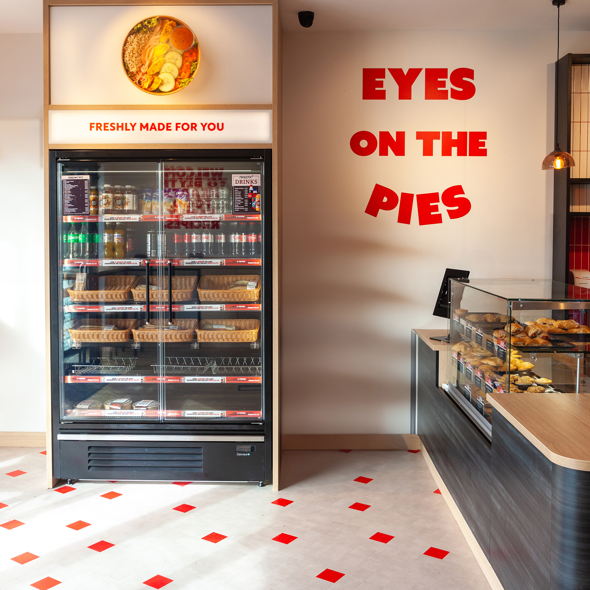 Refrigerator and deli counter.