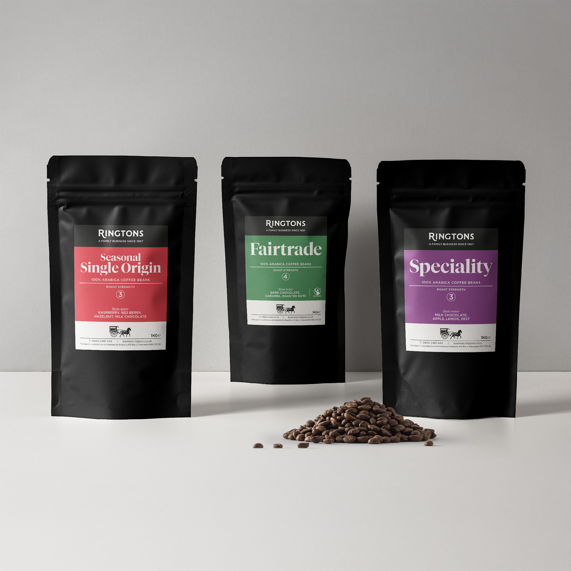 Three Ringtons coffee bags