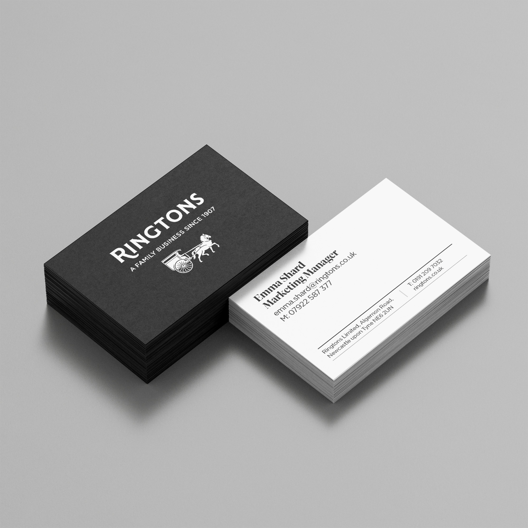 Black and white paper cards.