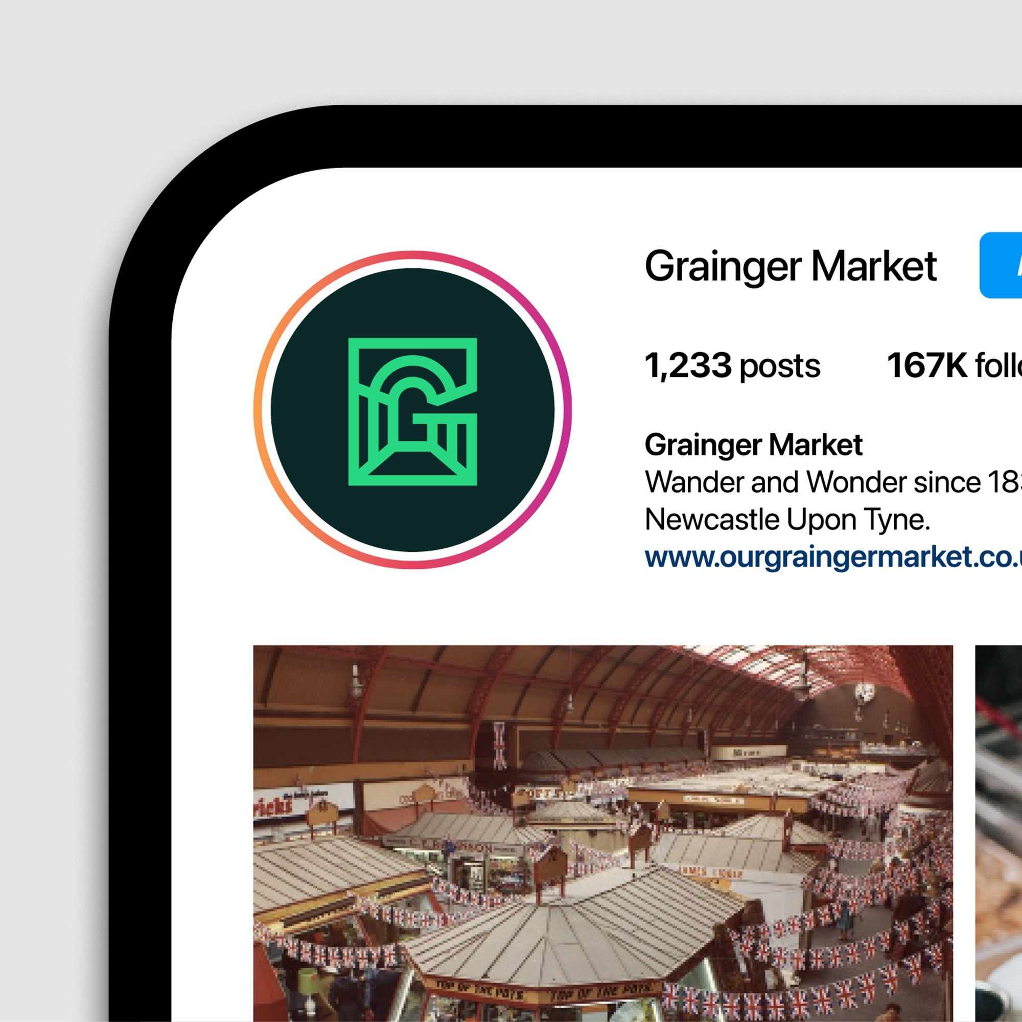 iPhone displaying Instagram profile