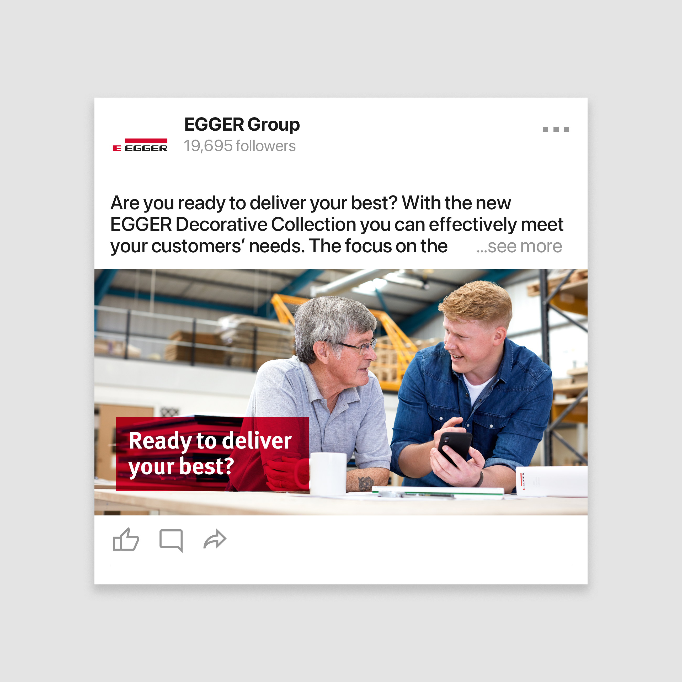 An EGGER Group LinkedIn post