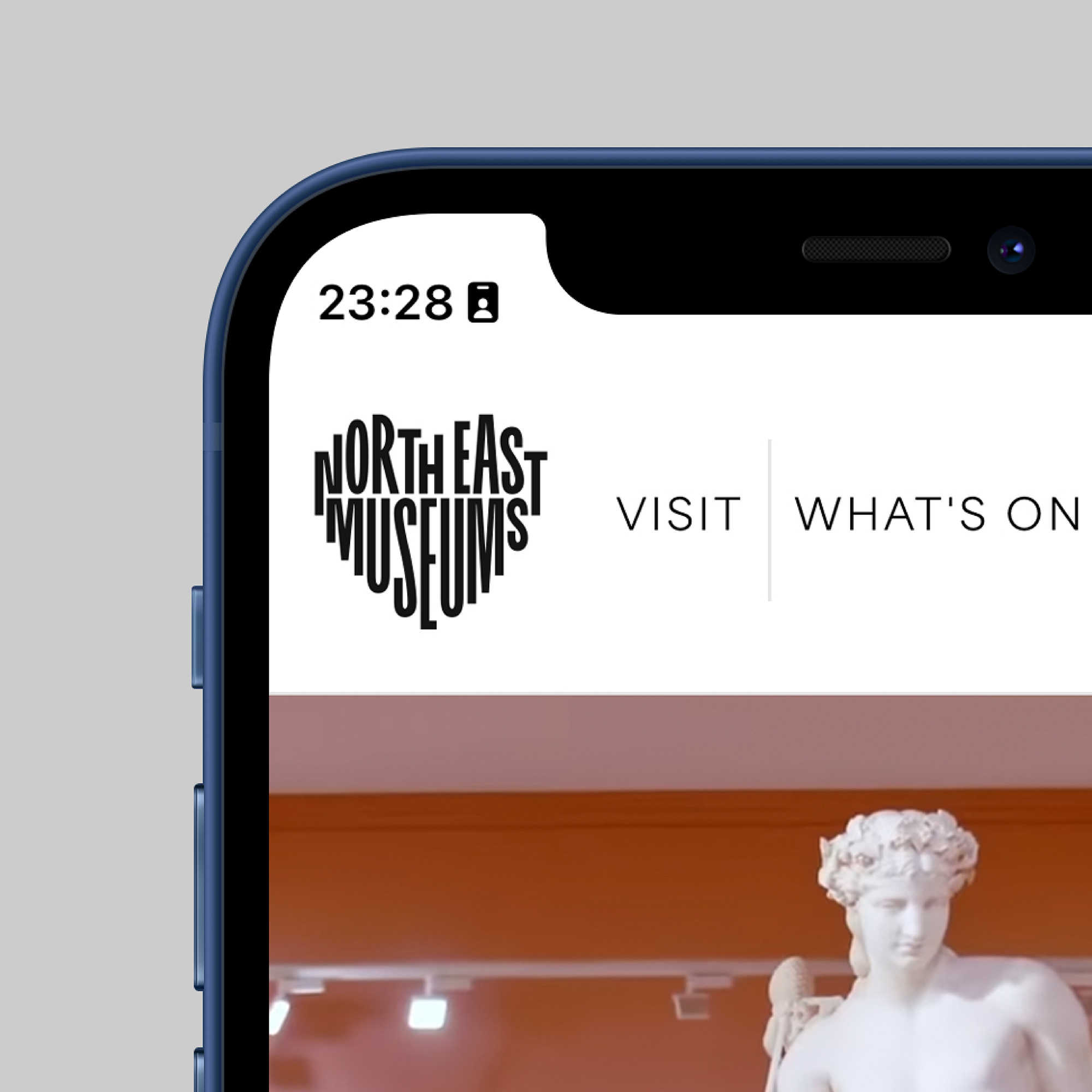 iPhone showing webpage that reads North East Museums