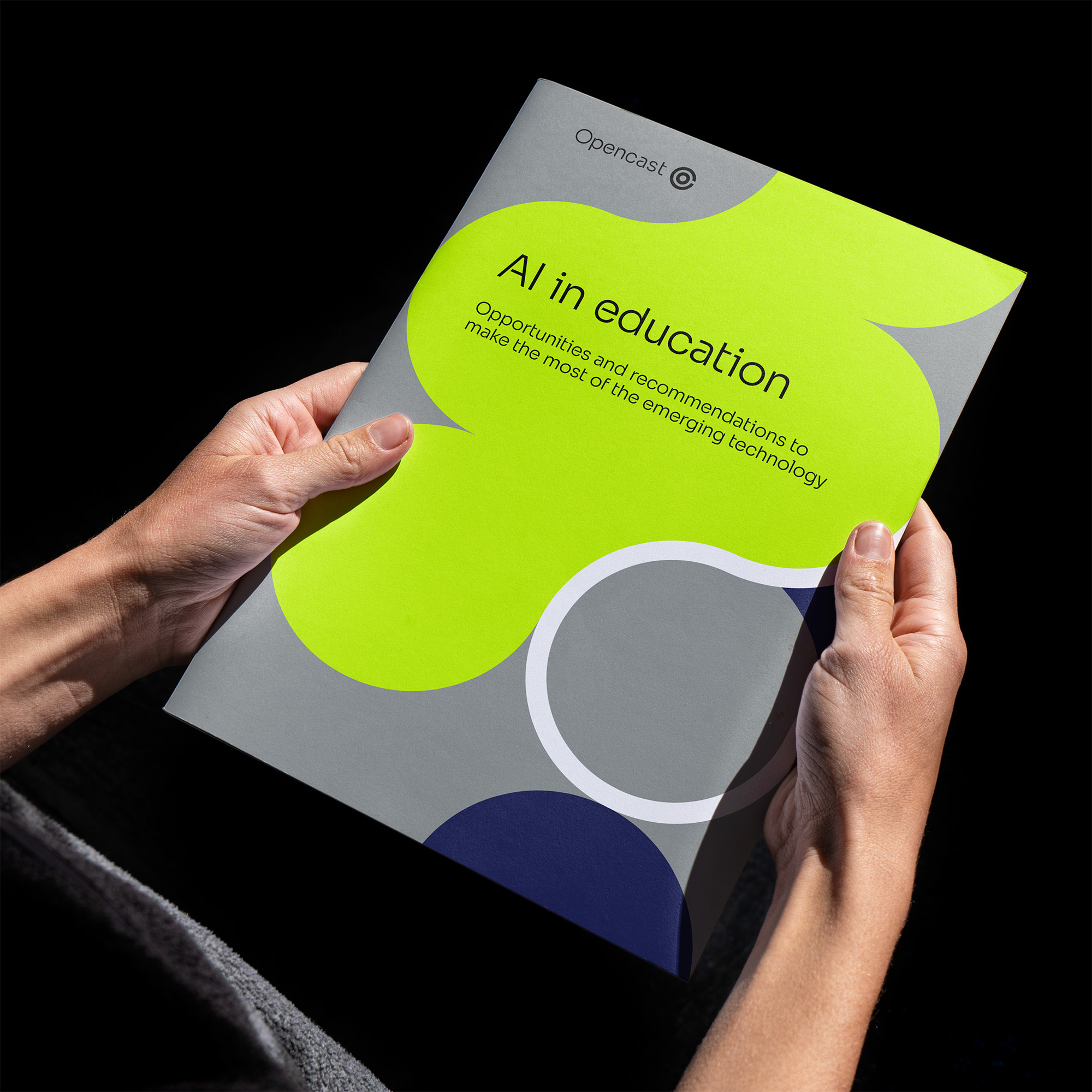 A green, grey, white and navy leaflet