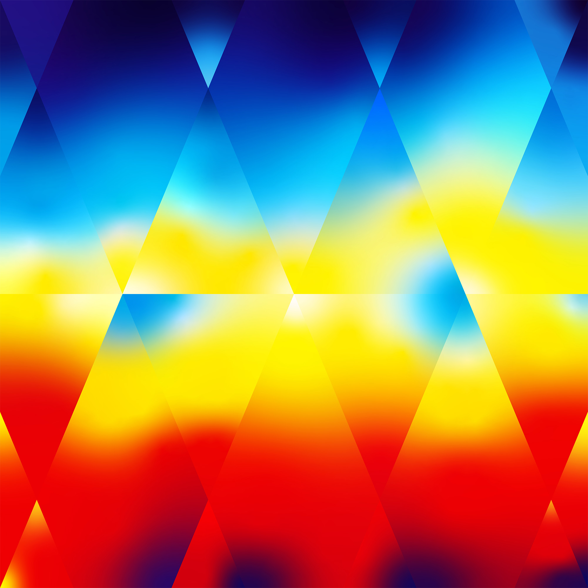 Multi-coloured shapes and images merge together.