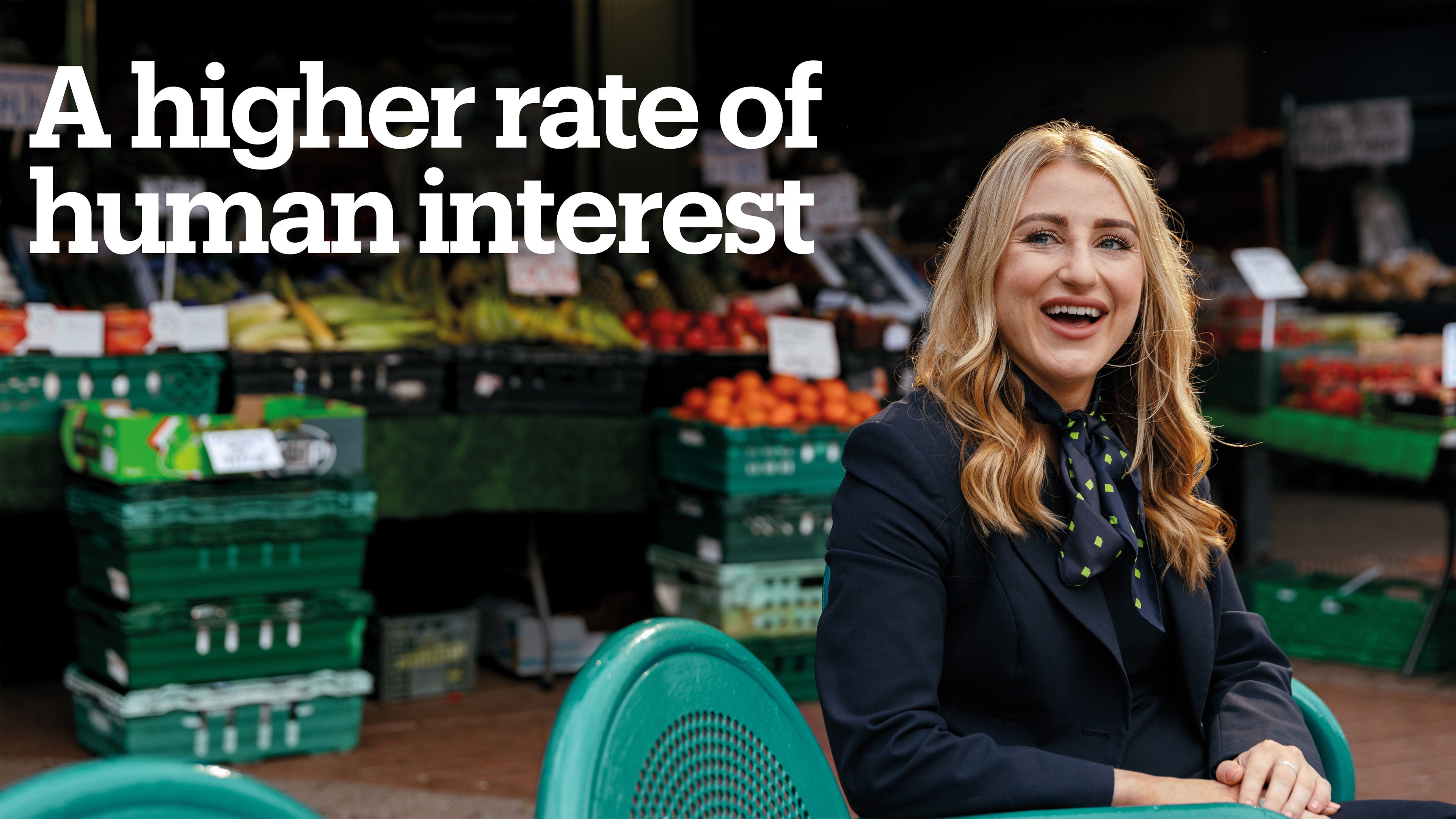 Newcastle Building Society member of staff outside the branch in Whitley Bay