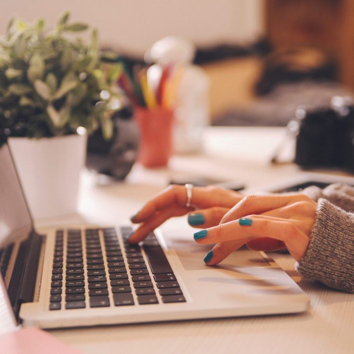 Typing female hands