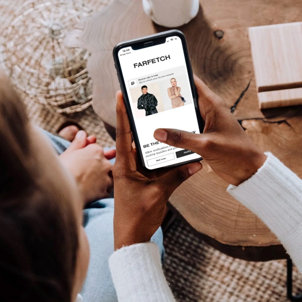 FARFETCH website on a mobile
